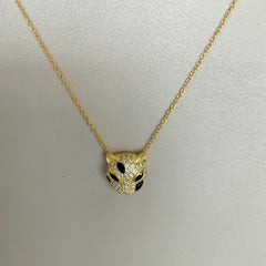 Collar jaguar con circones en plata 925 bañado en oro 18k