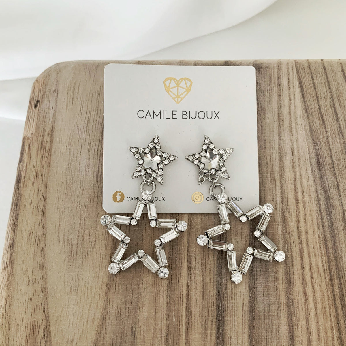 Aretes shiny star plateado