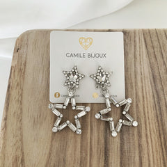 Aretes shiny star plateado