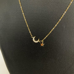 Collar luna brillante en plata 925 bañado en oro 18k