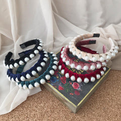 Diadema big Pearl velvet rojo oscuro