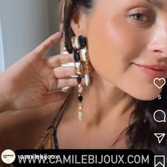 Aretes Cleo nude, negro, dorado