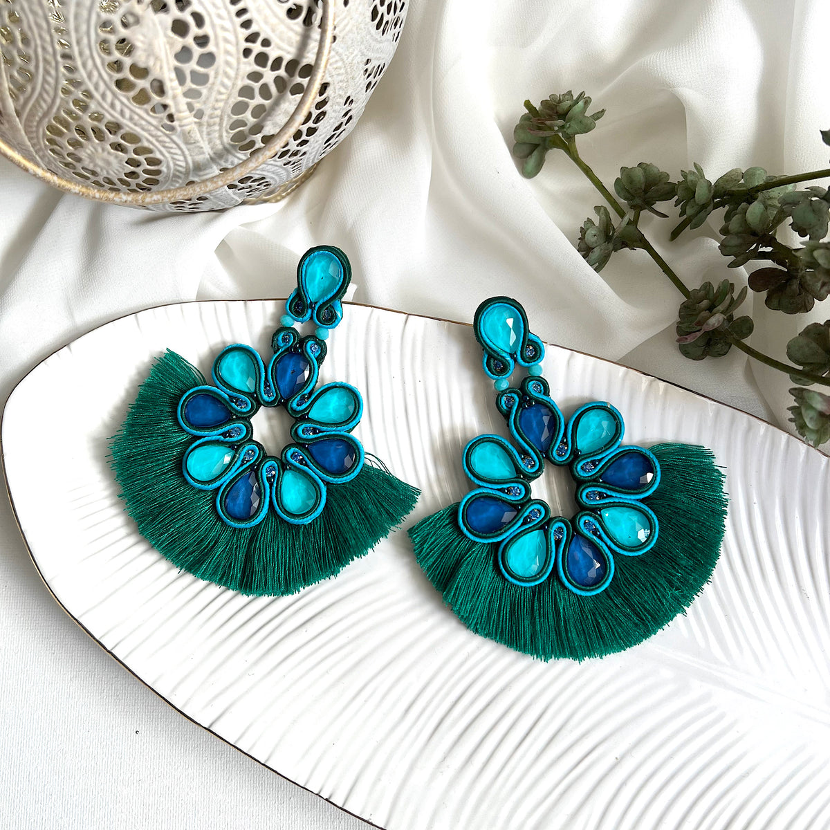 Aretes Sandrine verde y azul