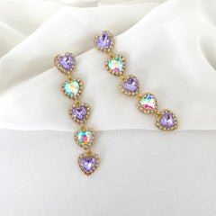 Long mini heart lila y tornasol cristales