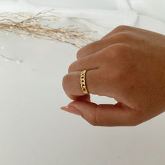 Anillo half chain plata 925 bañado en oro 18k