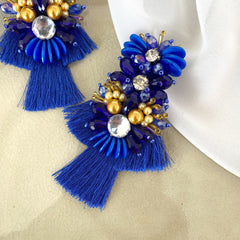 Aretes Sirena bordados azul