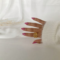 Anillo entrelazado wide ajustable en plata 925 bañado en oro 18k