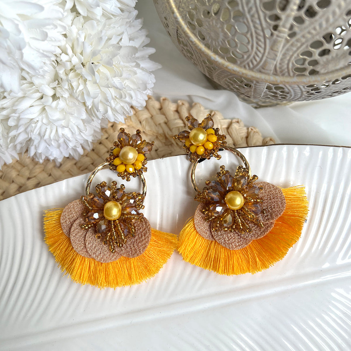 Aretes Claire amarillo mostaza