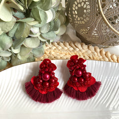 Aretes Nara rojo oscuro