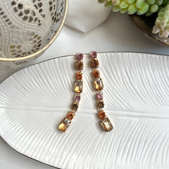 Aretes string cristales nude