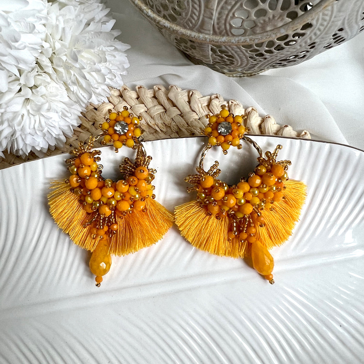 Aretes Leonor amarillo mostaza