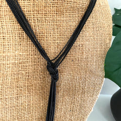 Collar nudo multicadena largo negro