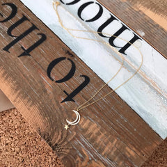 Collar luna lunera y estrella, plata 925 enchapado en oro 18k y circones