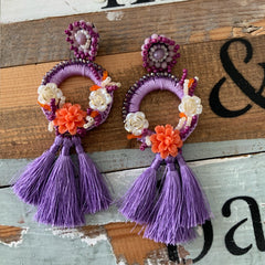 Aretes Vera morado lila naranja