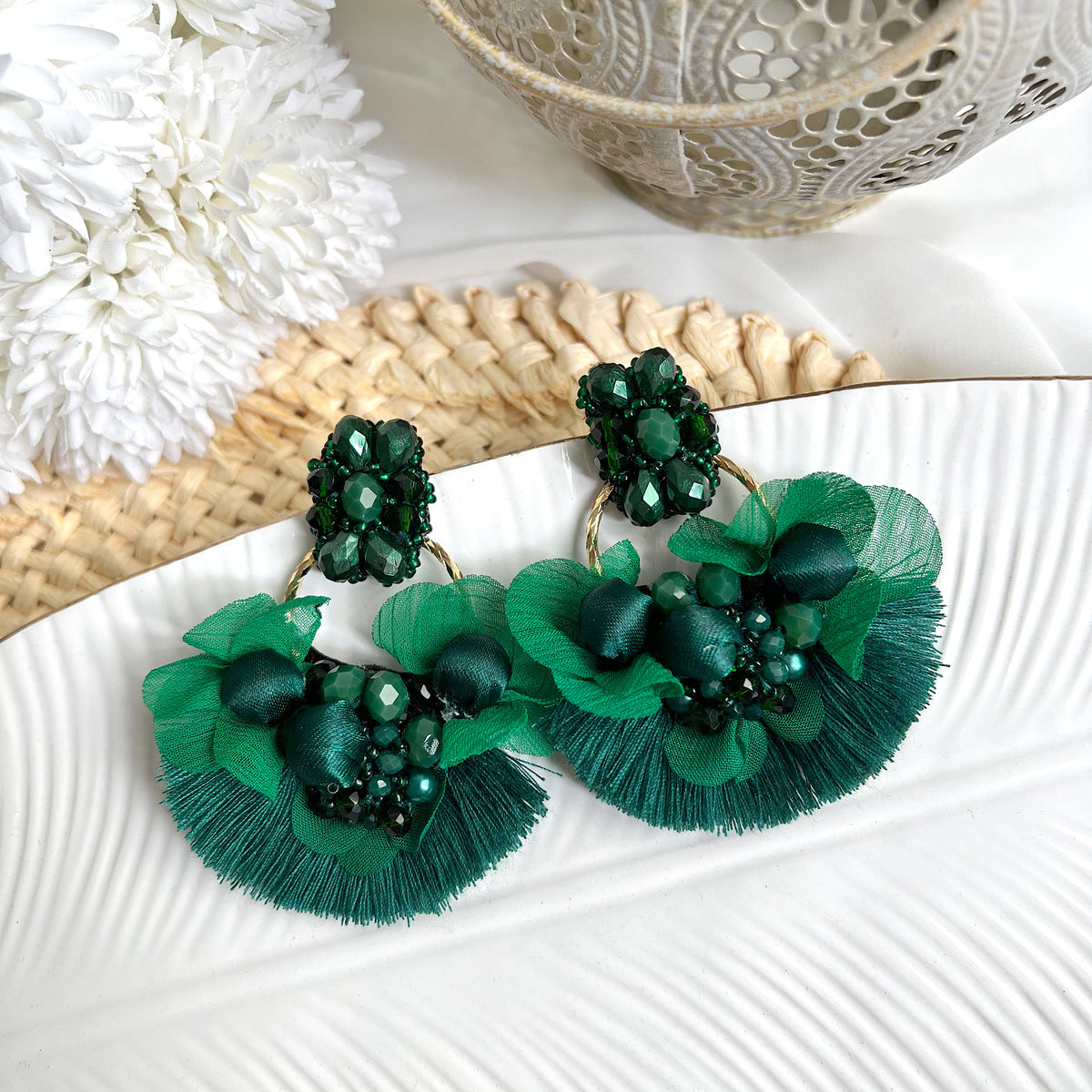 Aretes Christine verde oscuro