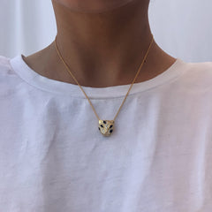 Collar jaguar con circones en plata 925 bañado en oro 18k