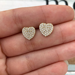 mini arete corazón con circones en plata 925 enchapada en oro 18k