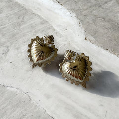 Aretes Corazón Exvoto Plateado de Acero Inoxidable