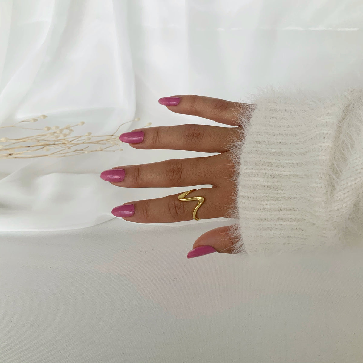 Anillo wave en plata 925 bañado en oro 18k