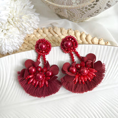 Aretes trapecio rojo vino