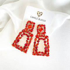 Aretes Becca Cristales rojo