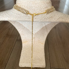 Collar lariat doble caída full circones engaste dorado