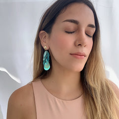 Aretes lentejuelas tornasol celeste