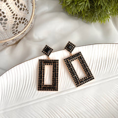 Aretes full cristales negro