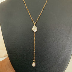 Collar dos gotas de plata 925 bañado en oro 18k