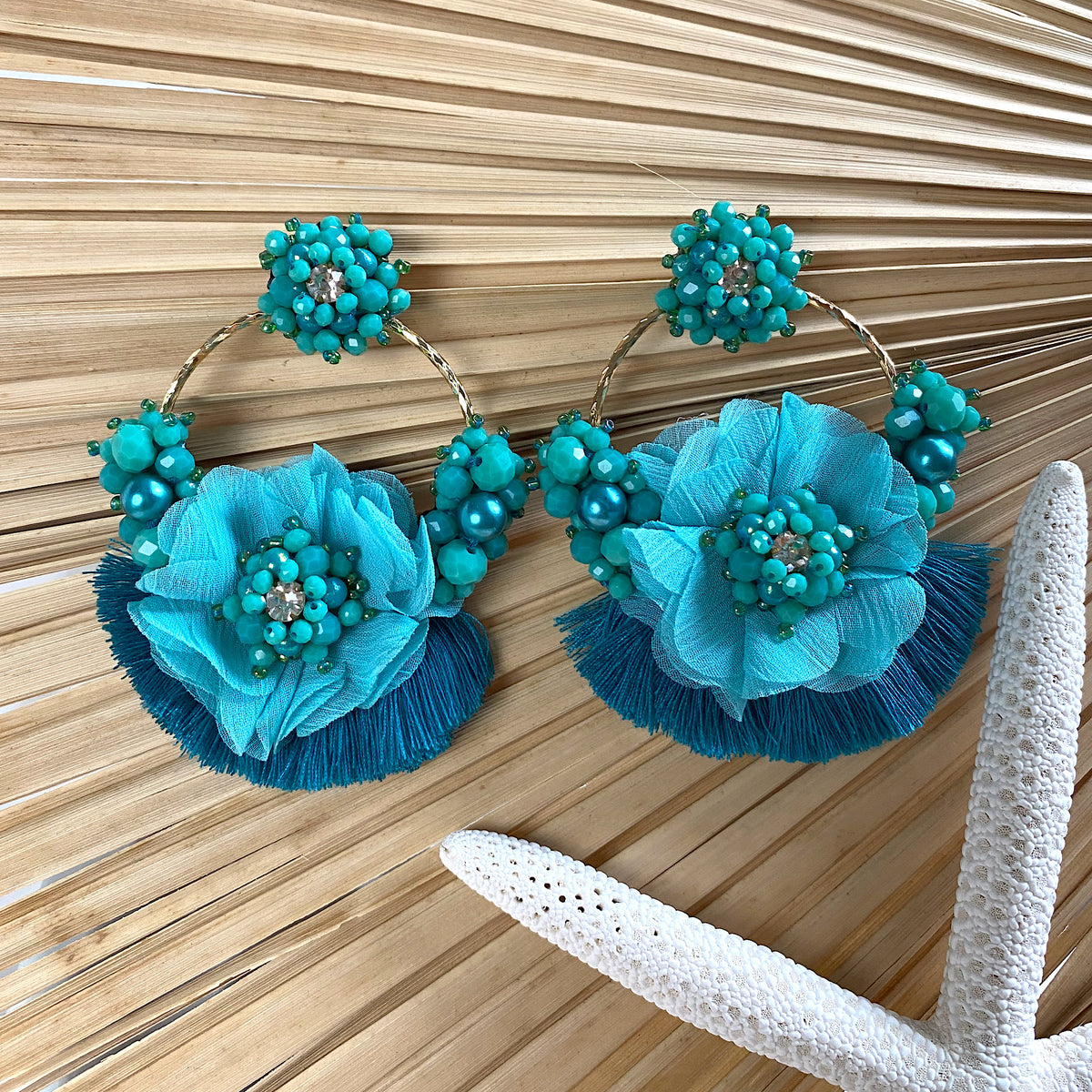 Aretes Rose verde turqueza