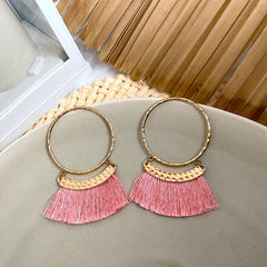 Aretes argolla fleco melón