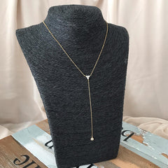 Collar Lariat plata 925 enchapado en oro 18k con puntos de luz en circones