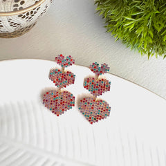 Aretes shiny heart multicolor