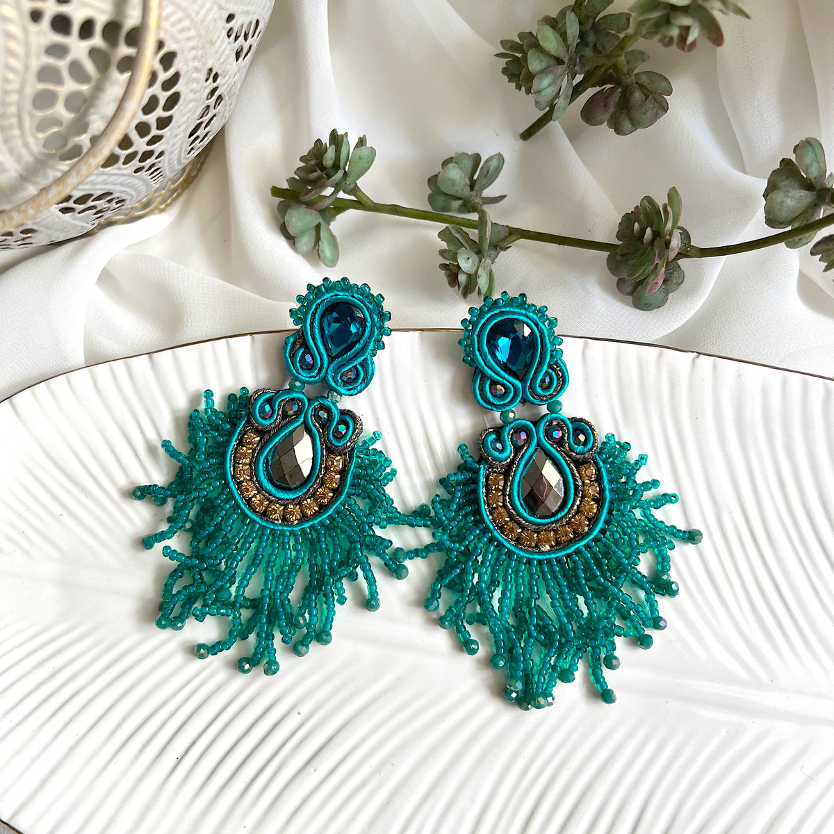 Aretes Gretta turqueza verde