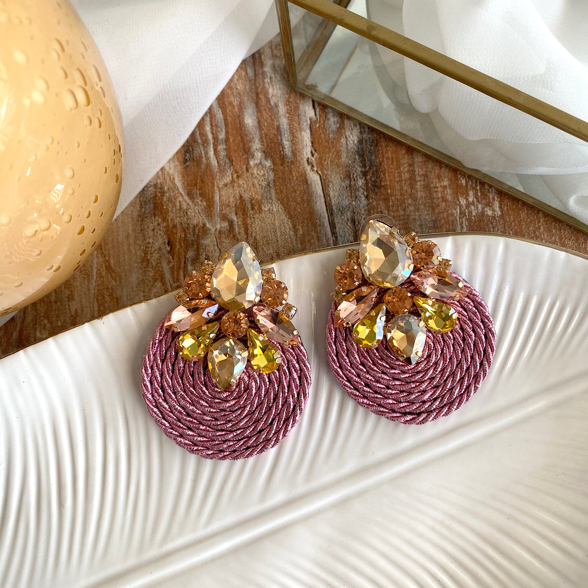 Aretes Isabella rosa, nude, dorado