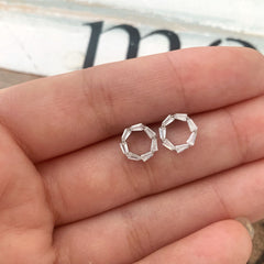 Mini aretes circulo de cristales plata 925