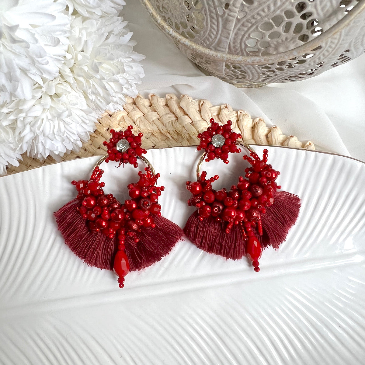Aretes Leonor rojo vino
