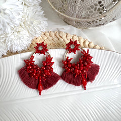 Aretes Leonor rojo vino