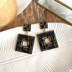 Aretes bright square negro
