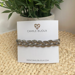 Pulsera de cadena snake plateado detalle trenzado