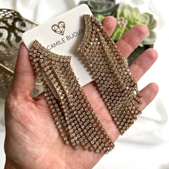 Aretes glam fringe clear