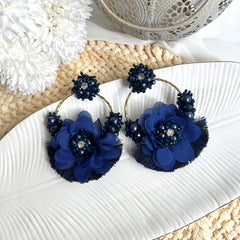 Aretes Rose azul oscuro