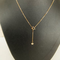 Collar doble estrella de plata 925 bañado en oro 18k