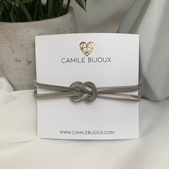 Pulsera de cadena snake doble plateado con nudo