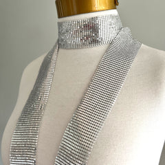 Collar bufanda malla metalica plateado