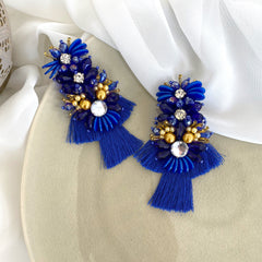 Aretes Sirena bordados azul