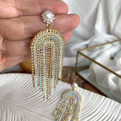 Aretes Rainbow clear, celeste circonia