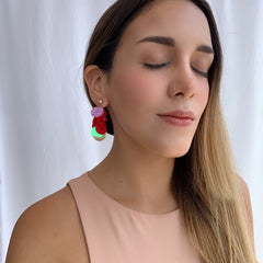 Aretes loli tornasol rojo