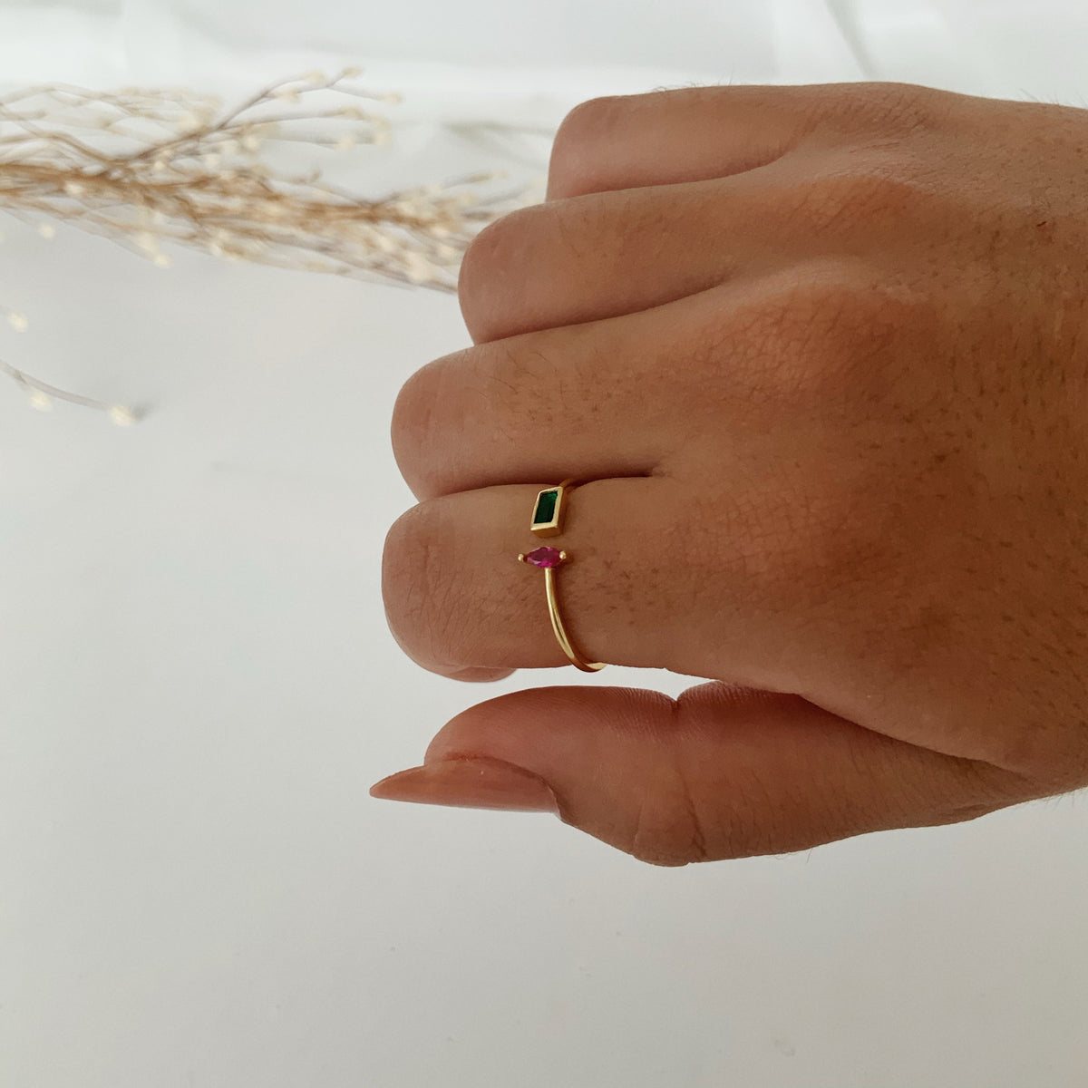 anillo geometric shapes ajustable plata 925 bañado en oro 18k talla 6