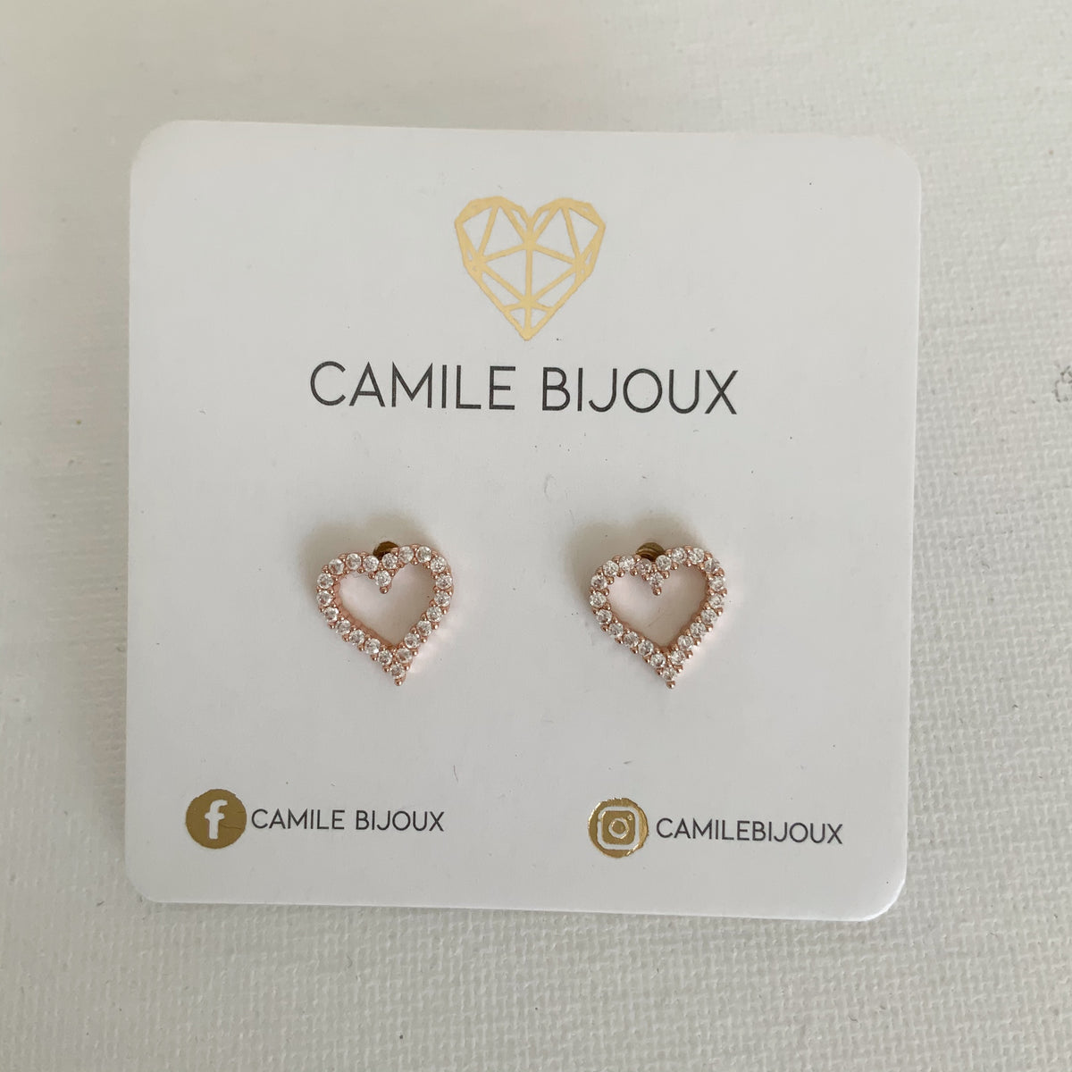 Mini aretes corazón rose gold, Plata 925